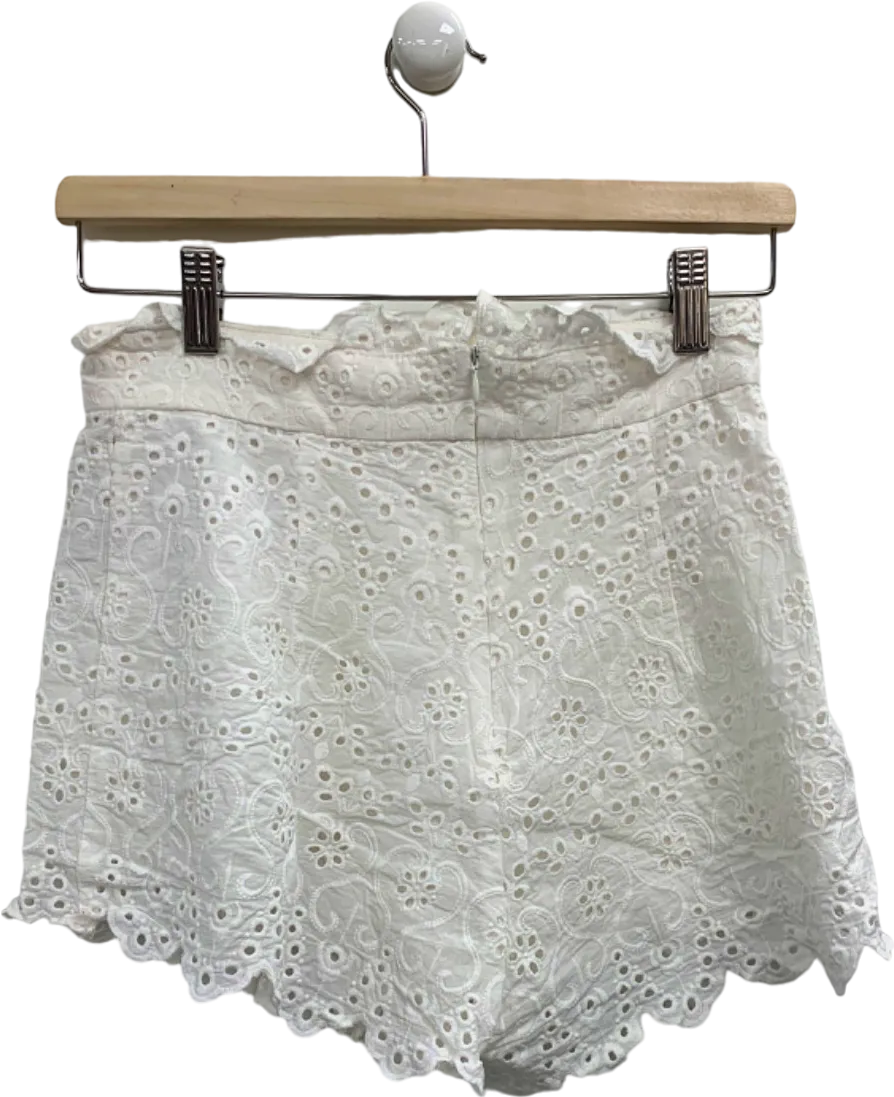 Jovonna White Lace Embroidered Shorts UK S