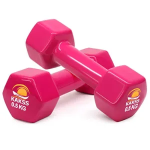 Kakss Cast Iron Vinyl Coated Dumbbells (Pair) (0.5  0.5= 1 KG)