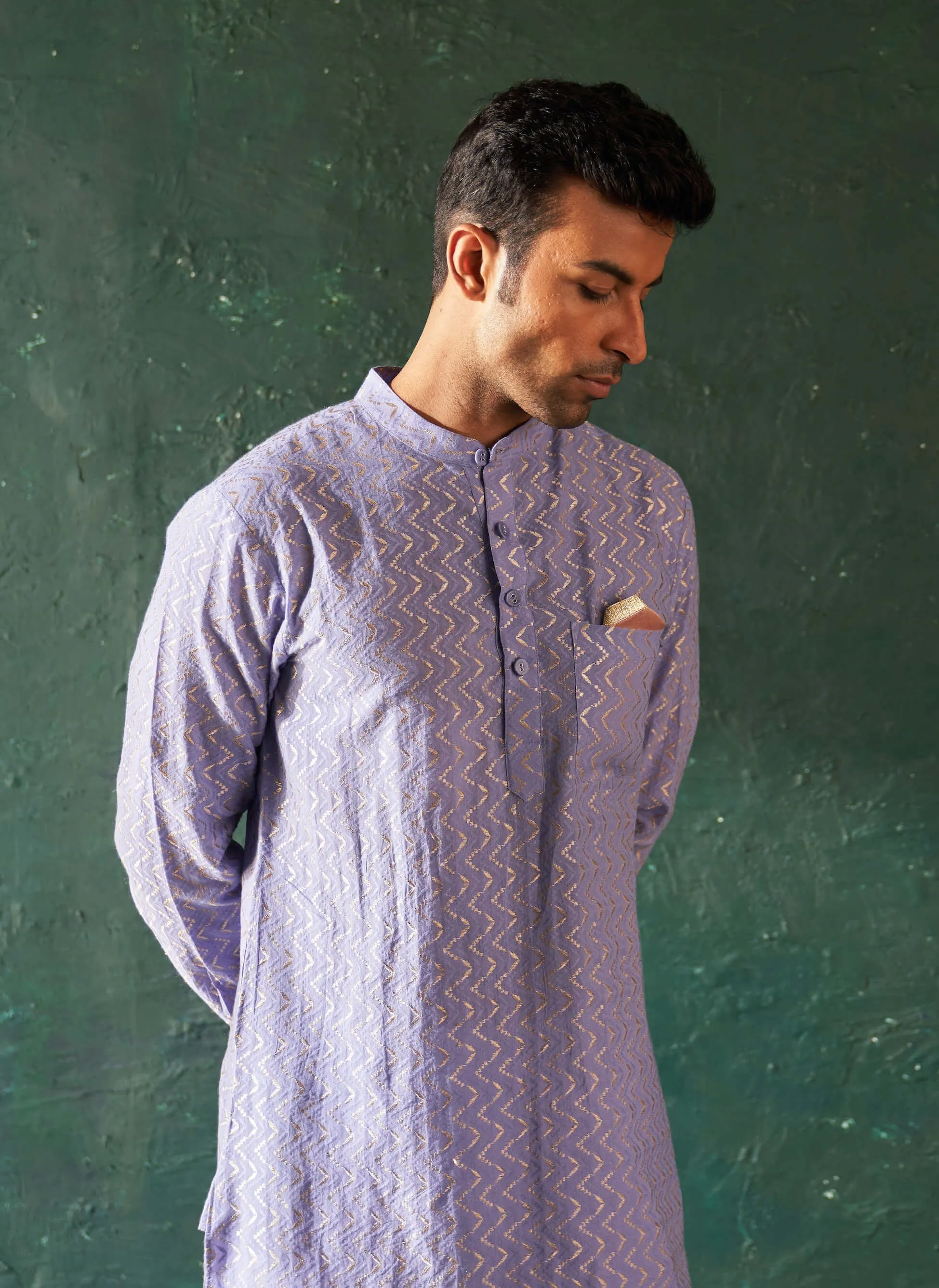 Lavender straight kurta and pants