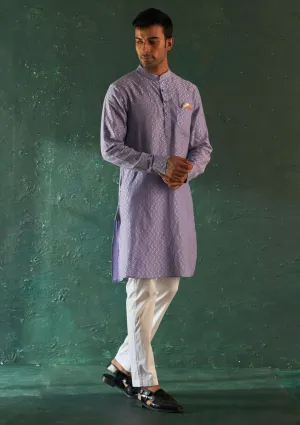 Lavender straight kurta and pants