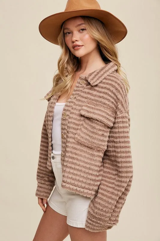 Listicle Plaid Fleece Shacket