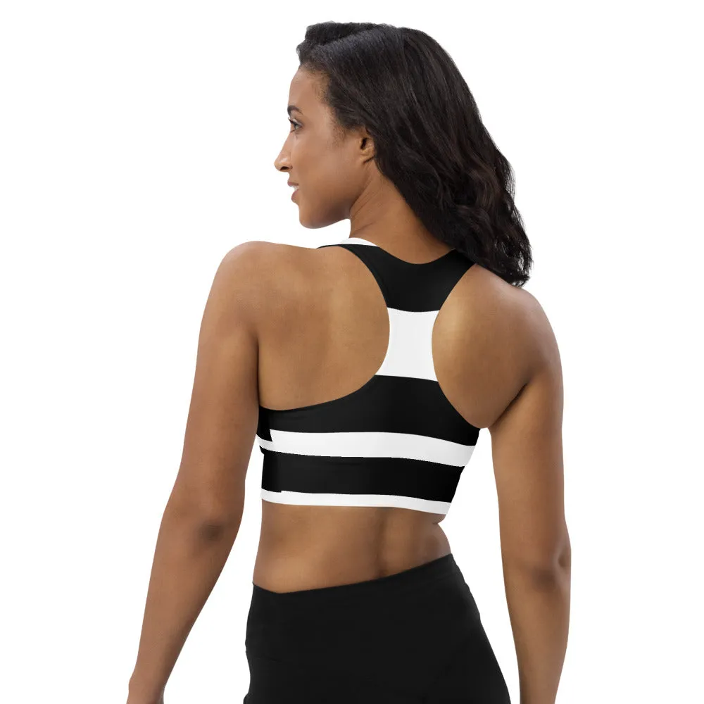 Longline sports bra BW Stripe