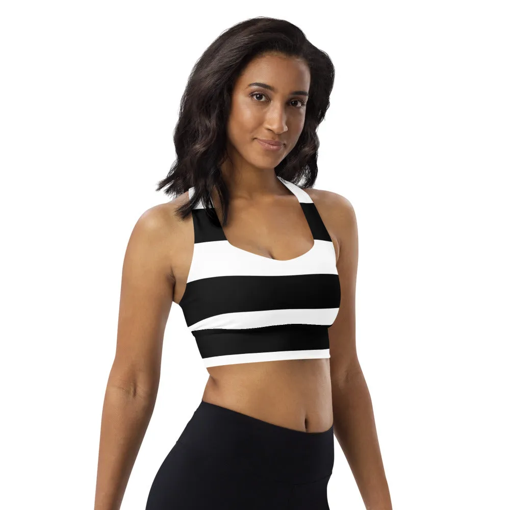 Longline sports bra BW Stripe