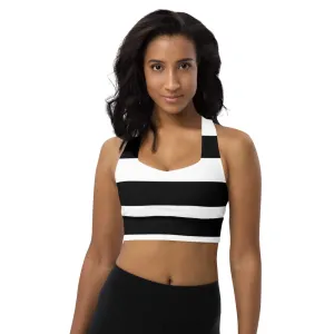 Longline sports bra BW Stripe