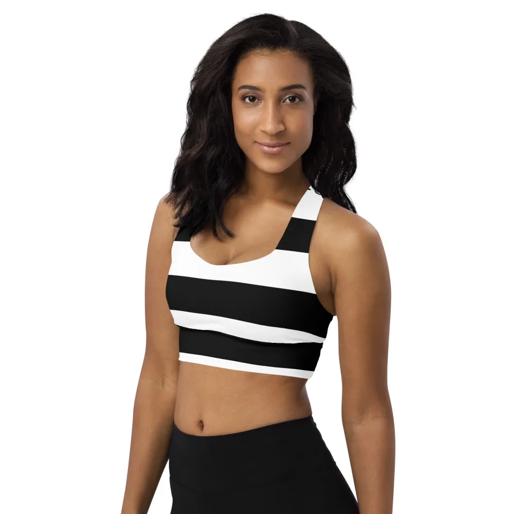 Longline sports bra BW Stripe