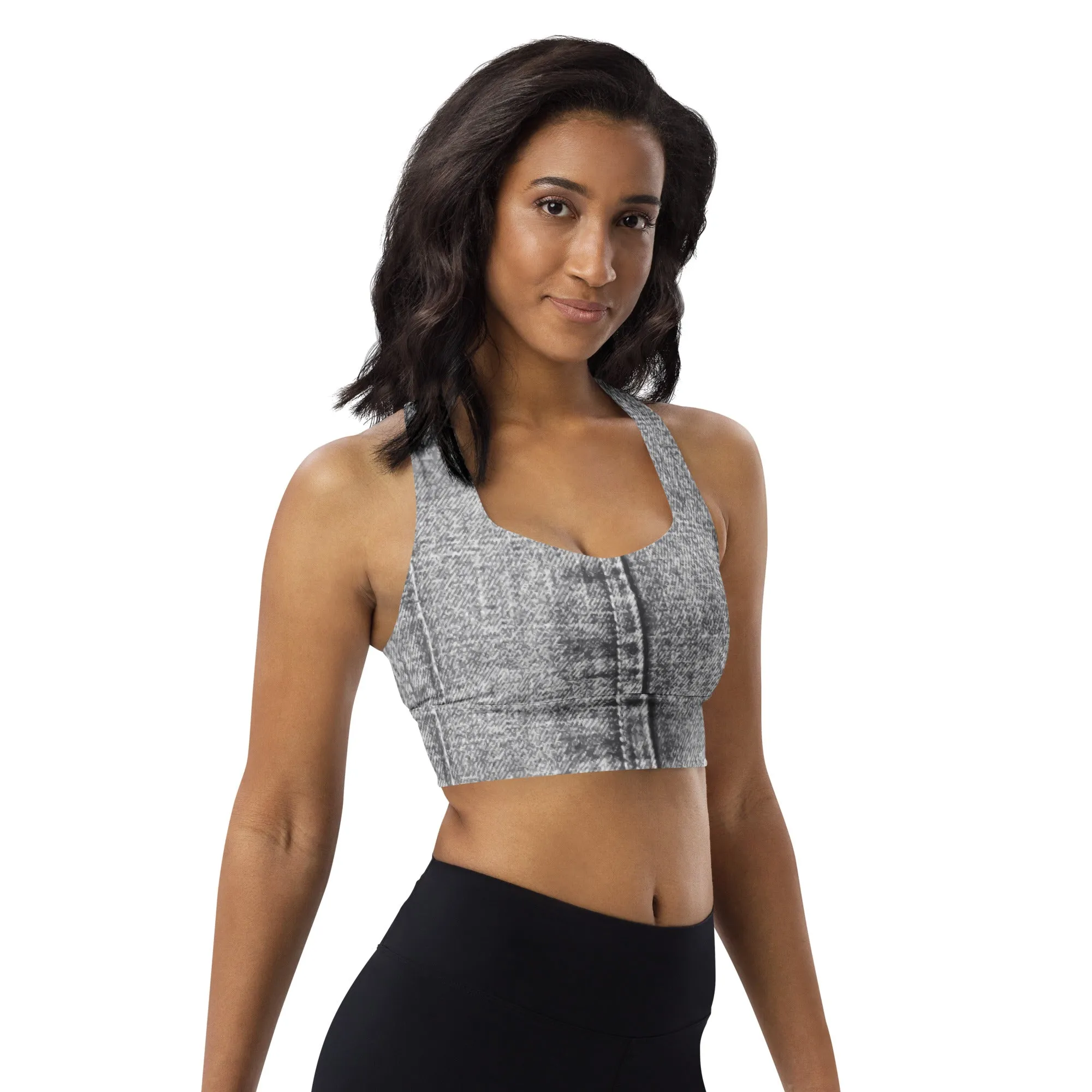 Longline sports bra Denim Black