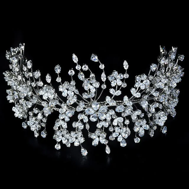 Luxury 3A Cubic Zircon Wedding Headpieces Wedding Bridal Headdress