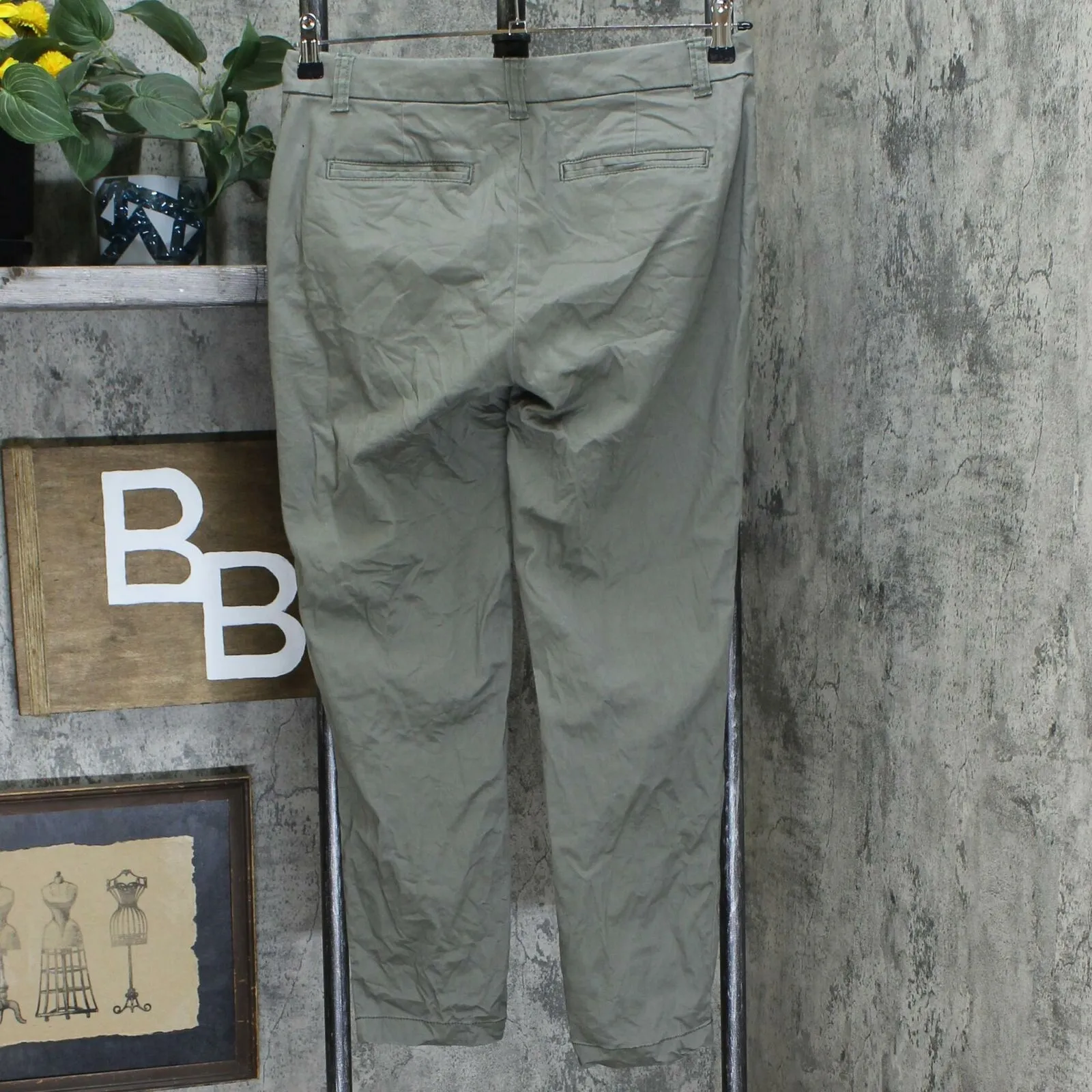 Maison Jules Women's Slim Cropped Pants Olive Green 4