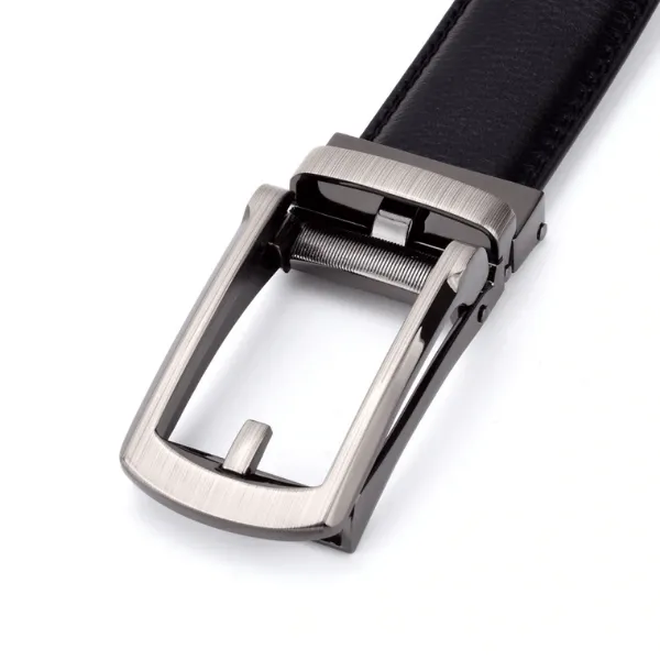 MELVIN - Genuine Leather Ratchet Belt for Men - Automatic Buckle, No holes - Black, 35 mm