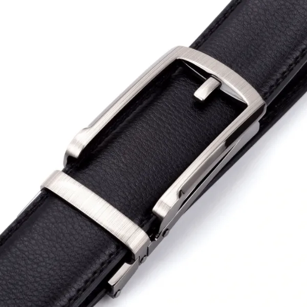 MELVIN - Genuine Leather Ratchet Belt for Men - Automatic Buckle, No holes - Black, 35 mm