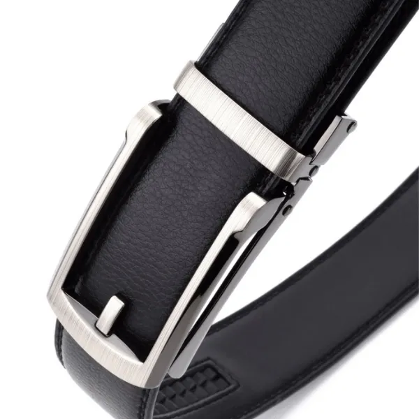 MELVIN - Genuine Leather Ratchet Belt for Men - Automatic Buckle, No holes - Black, 35 mm