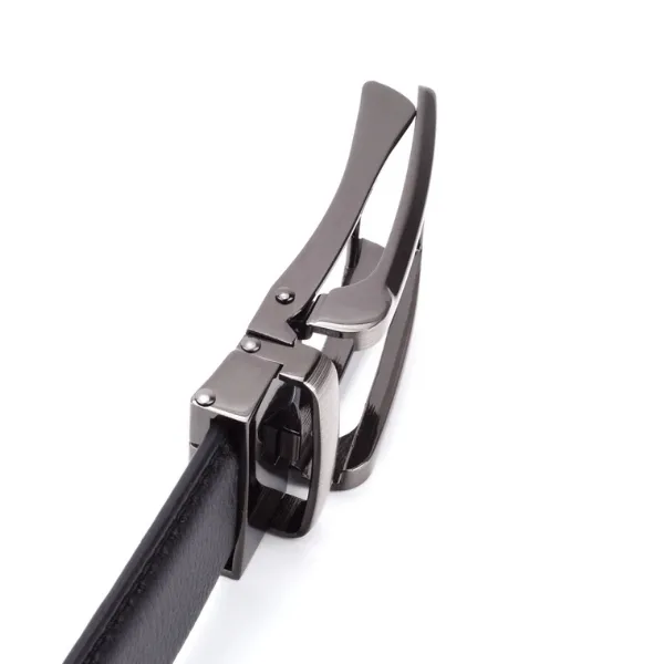 MELVIN - Genuine Leather Ratchet Belt for Men - Automatic Buckle, No holes - Black, 35 mm