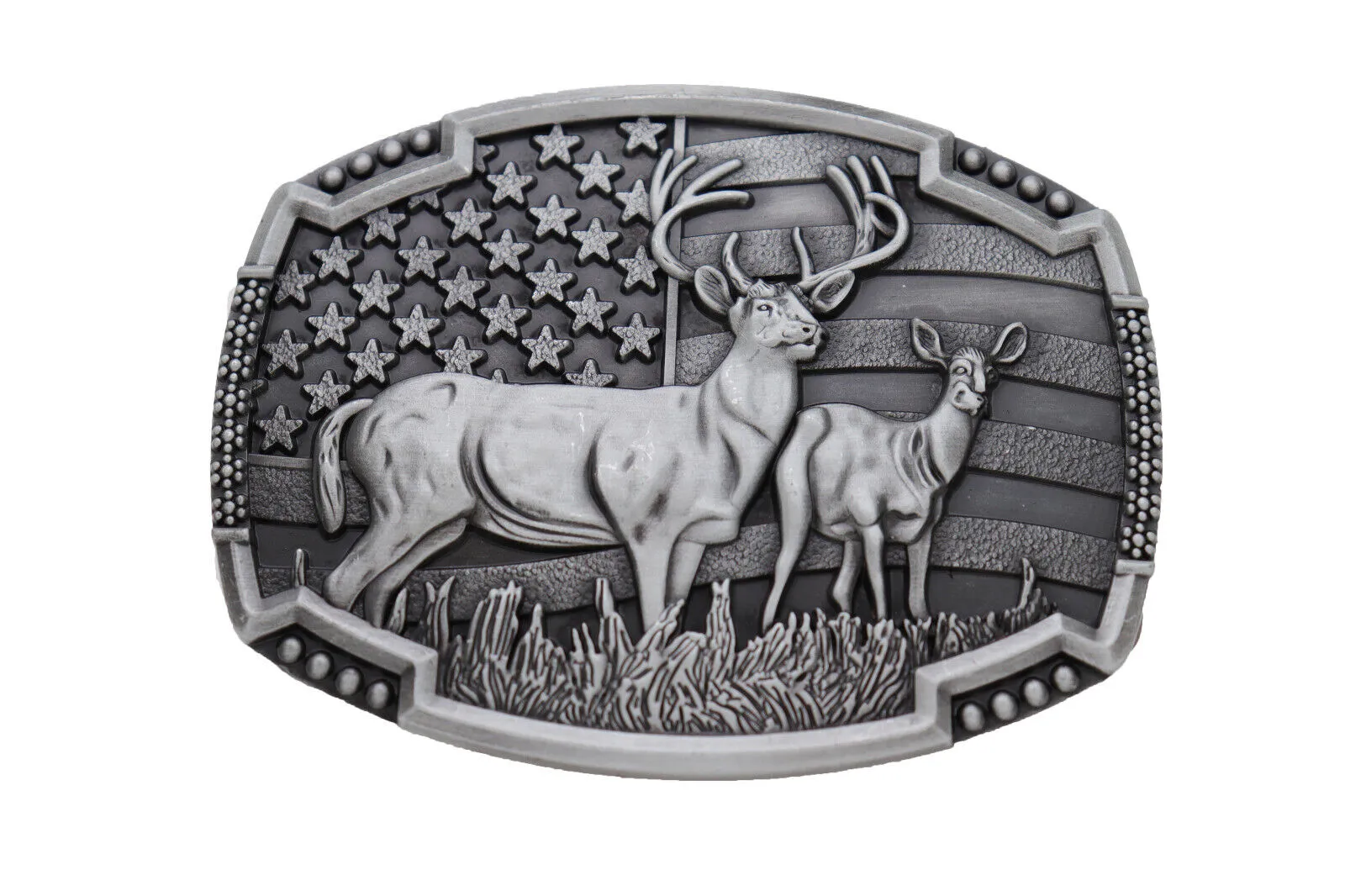 Men Silver Metal Cowboys Belt Buckle Deer Nature Hunter Western Fashion Jewelry