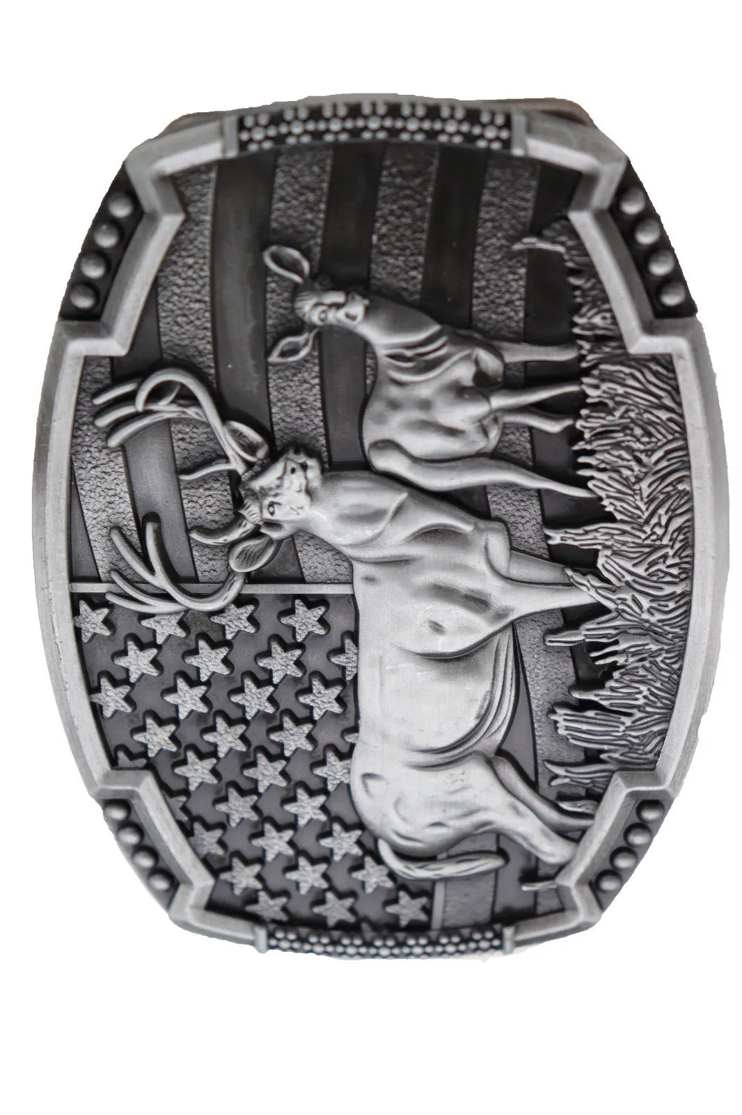 Men Silver Metal Cowboys Belt Buckle Deer Nature Hunter Western Fashion Jewelry