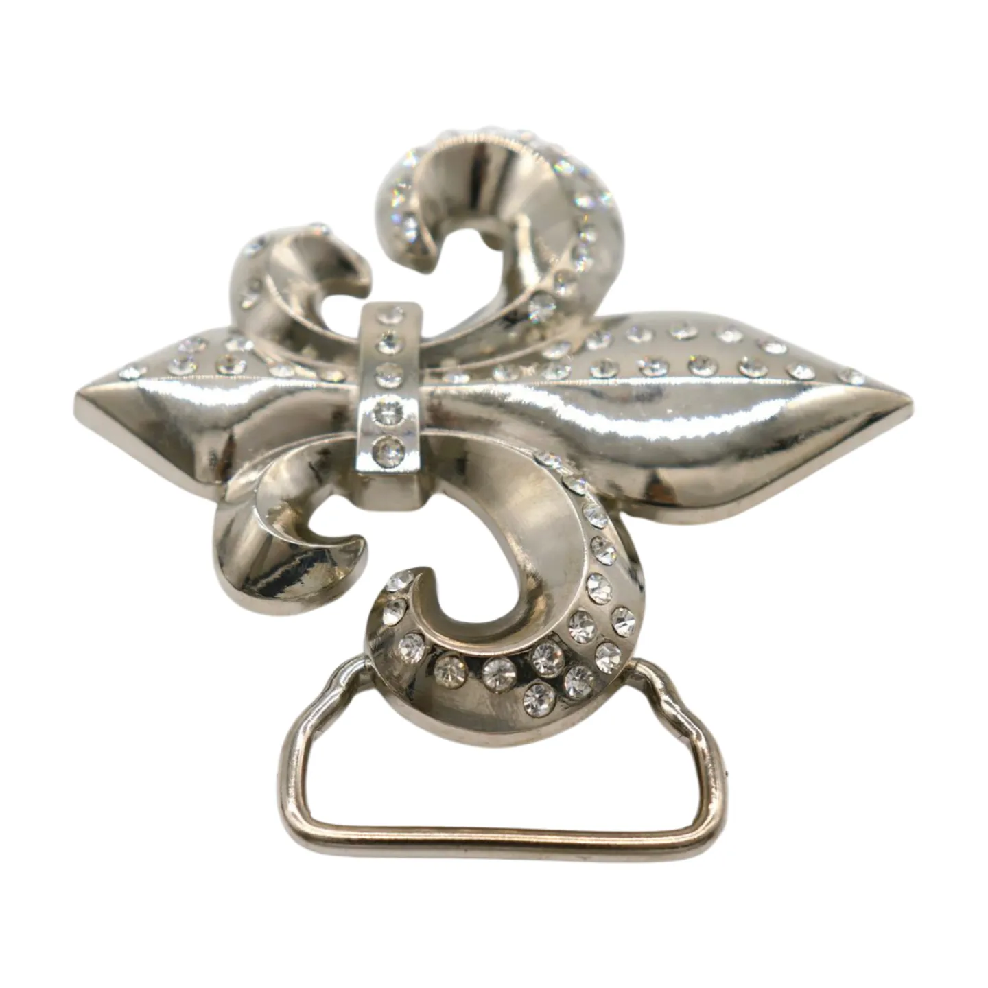 Men Women Silver Metal Belt Buckle Western Fashion Bling Fleur De Lis Lily