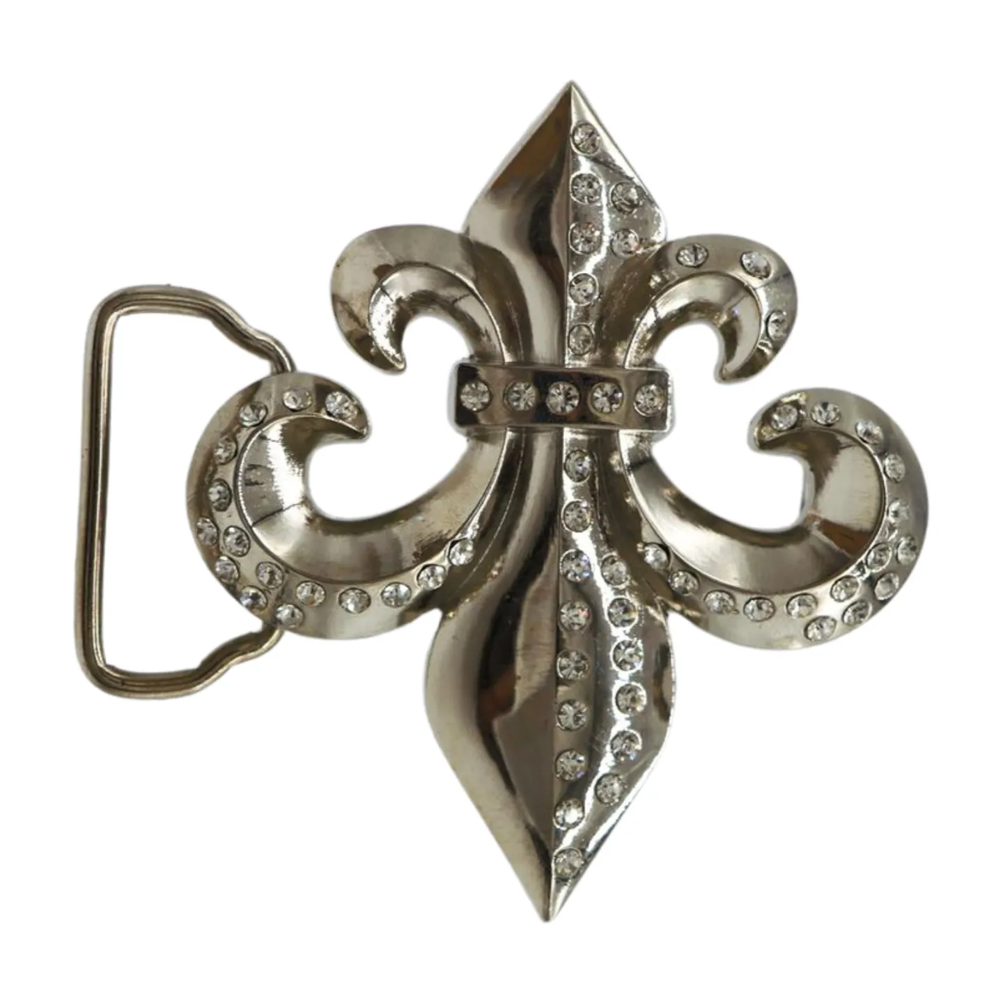 Men Women Silver Metal Belt Buckle Western Fashion Bling Fleur De Lis Lily