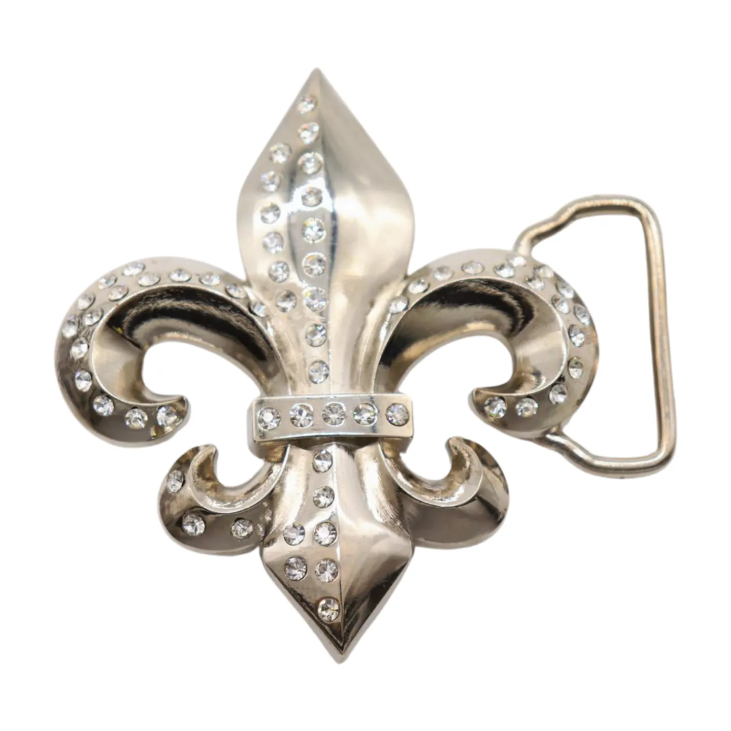 Men Women Silver Metal Belt Buckle Western Fashion Bling Fleur De Lis Lily