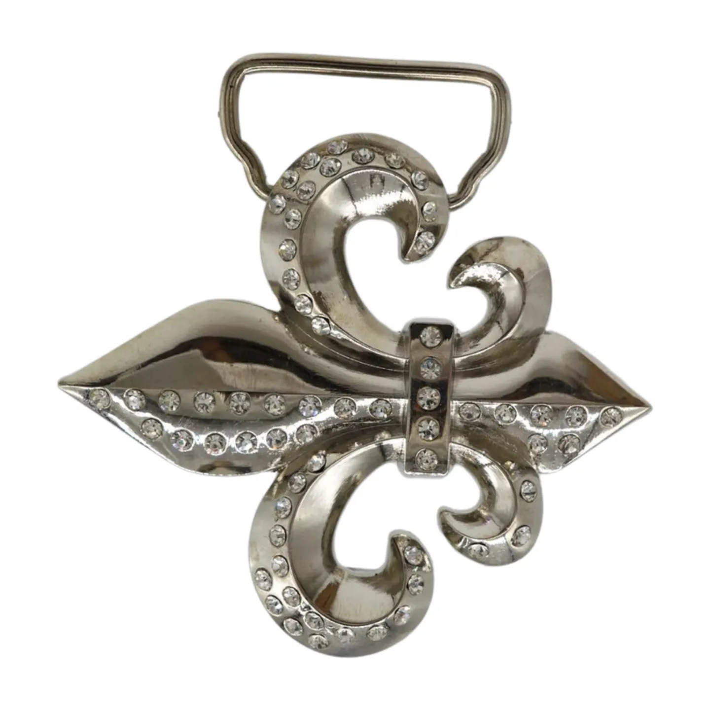 Men Women Silver Metal Belt Buckle Western Fashion Bling Fleur De Lis Lily