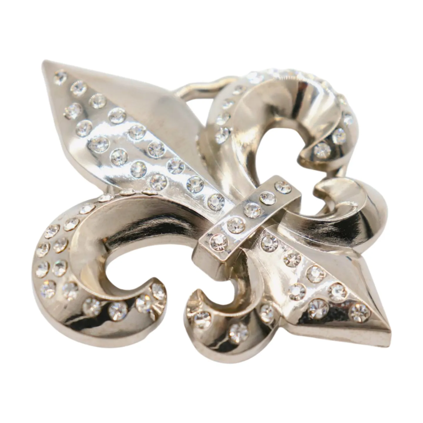 Men Women Silver Metal Belt Buckle Western Fashion Bling Fleur De Lis Lily
