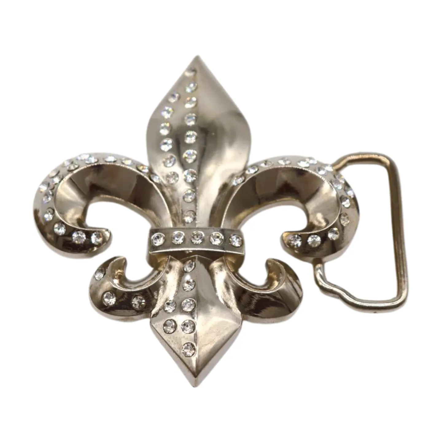 Men Women Silver Metal Belt Buckle Western Fashion Bling Fleur De Lis Lily