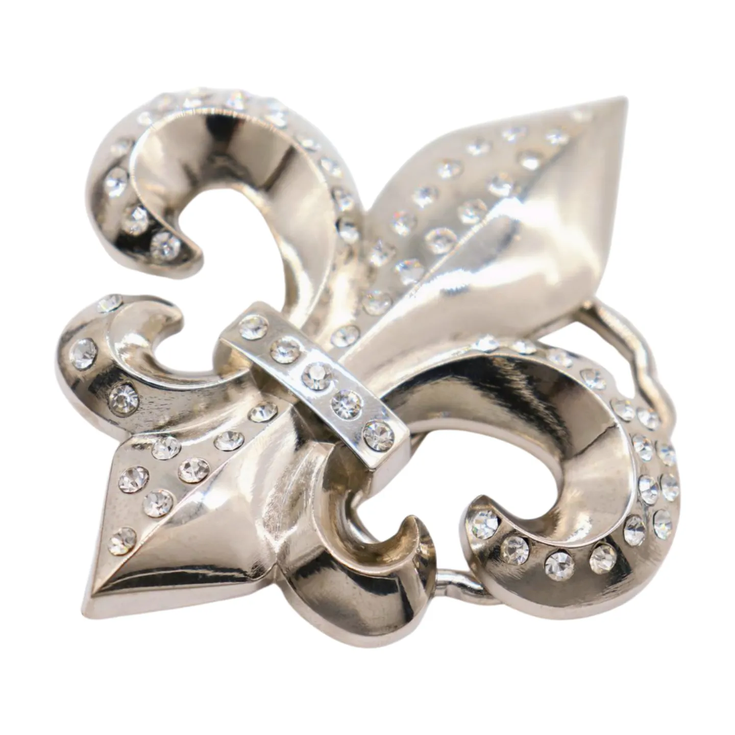 Men Women Silver Metal Belt Buckle Western Fashion Bling Fleur De Lis Lily