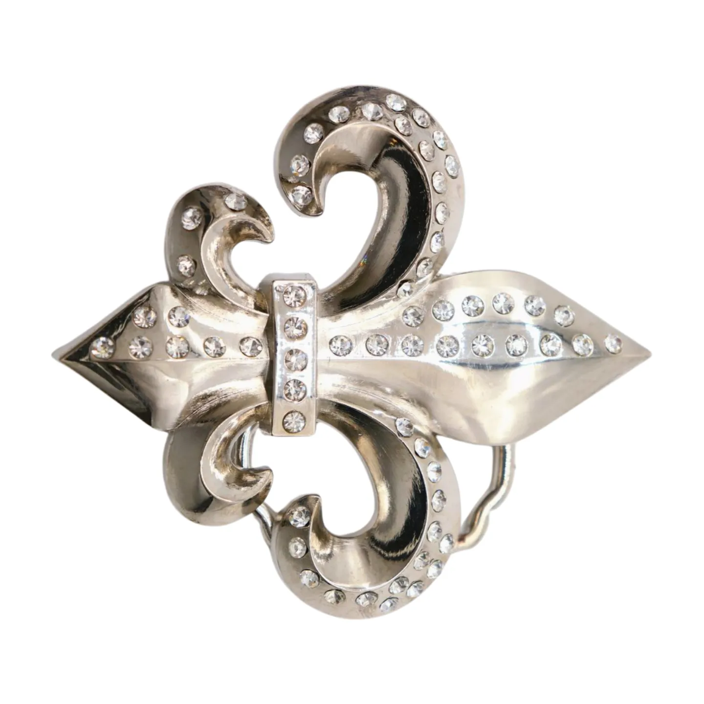 Men Women Silver Metal Belt Buckle Western Fashion Bling Fleur De Lis Lily