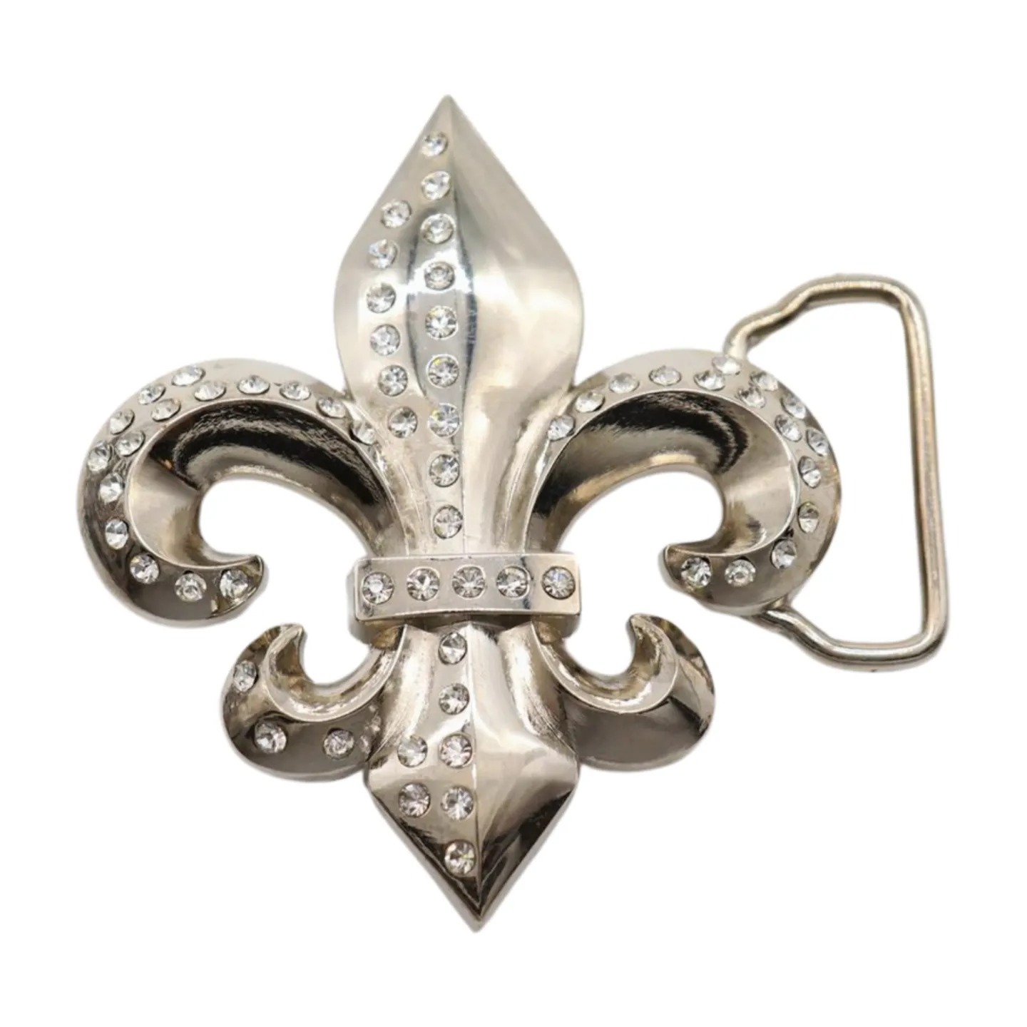 Men Women Silver Metal Belt Buckle Western Fashion Bling Fleur De Lis Lily