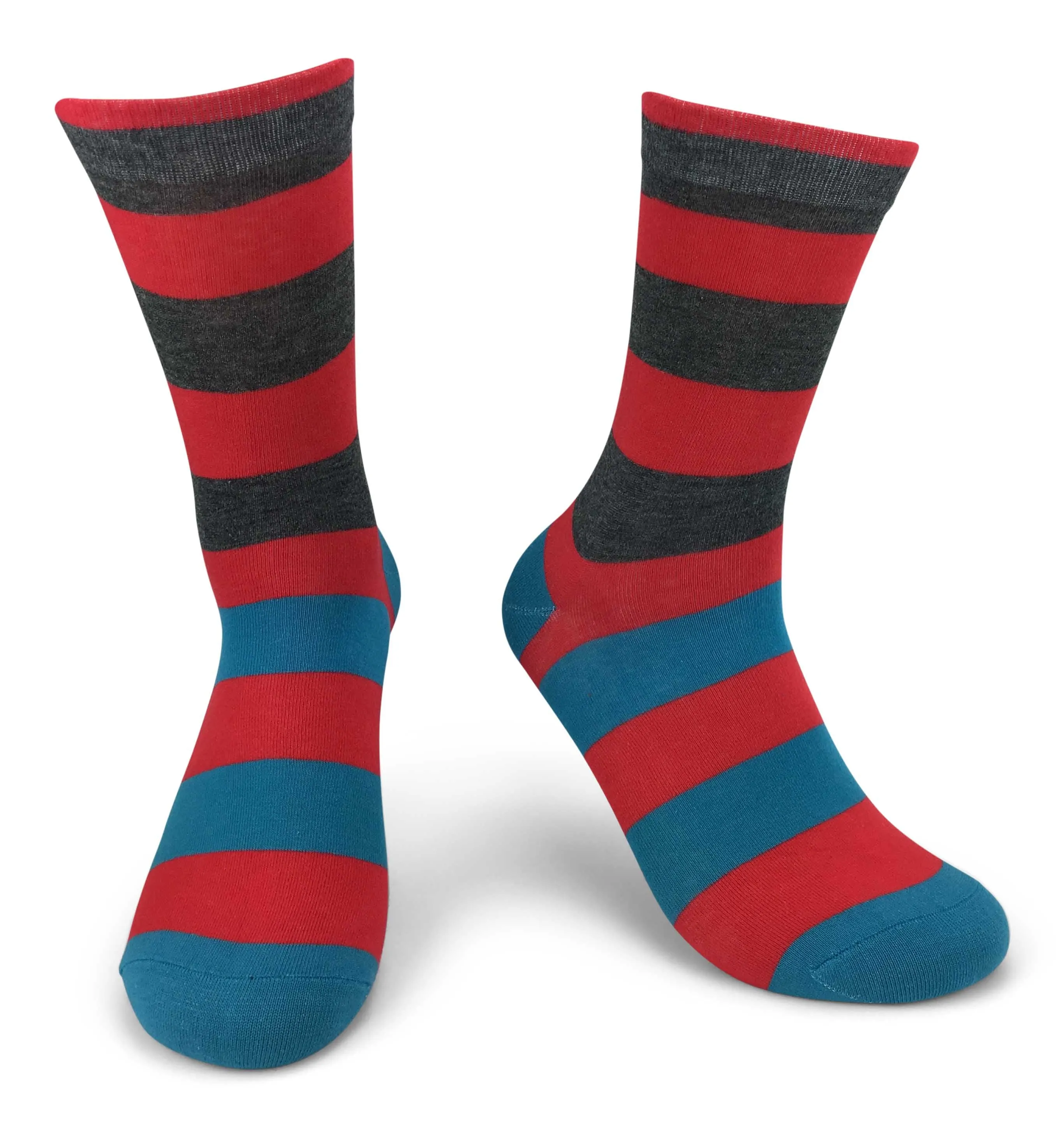 Mens Colorful Cotton Fun Casual Fashion Stripe Socks Collection-Single Pairs