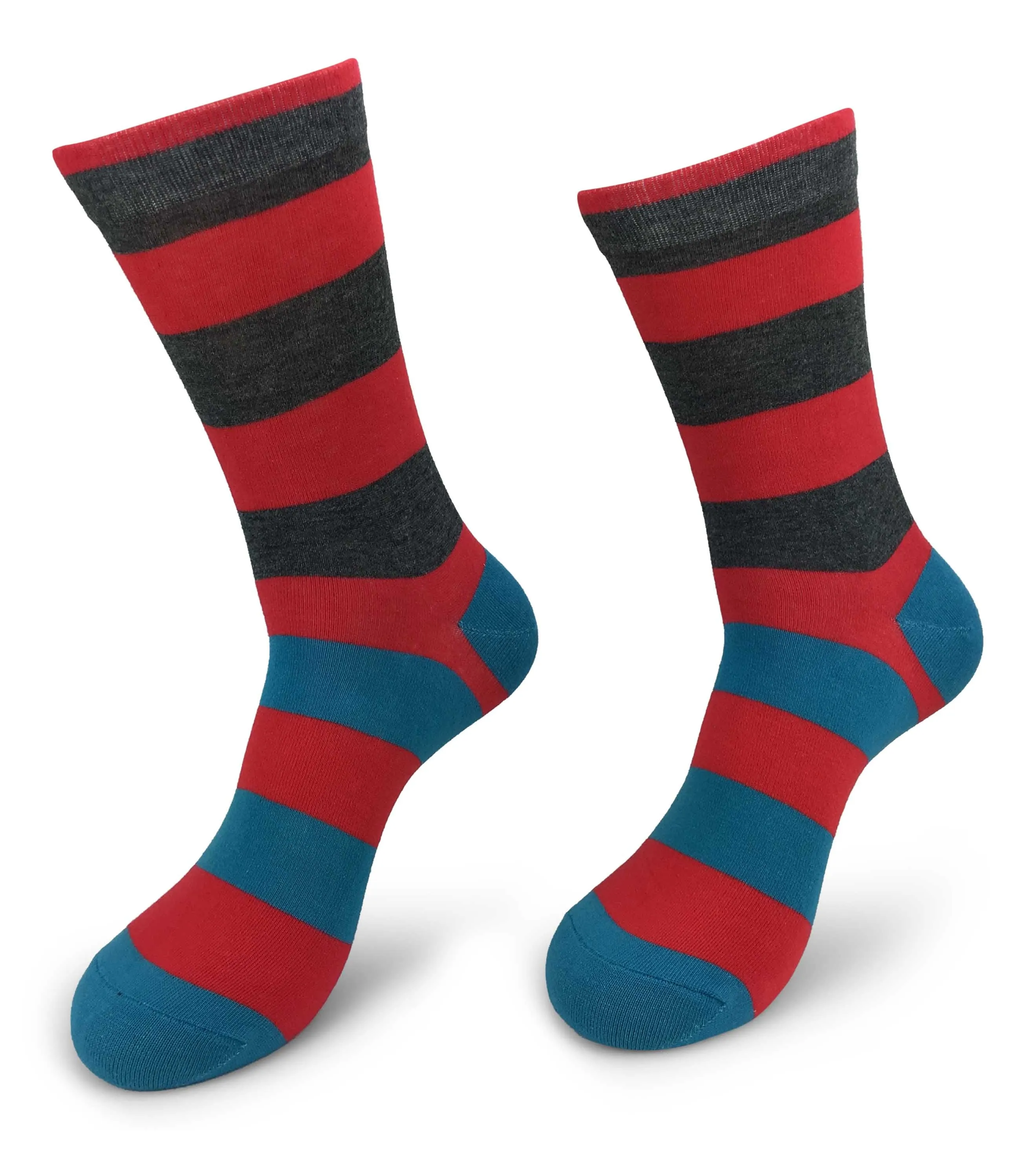 Mens Colorful Cotton Fun Casual Fashion Stripe Socks Collection-Single Pairs