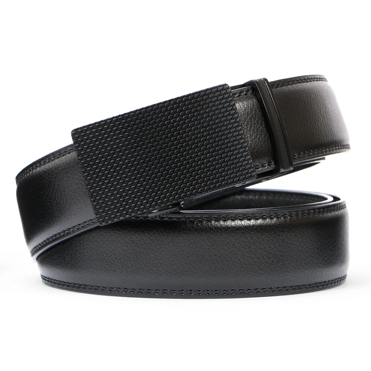 Men's Leather Ratchet Dress Belt with Automatic Buckle in Gift Box by JASGOOD