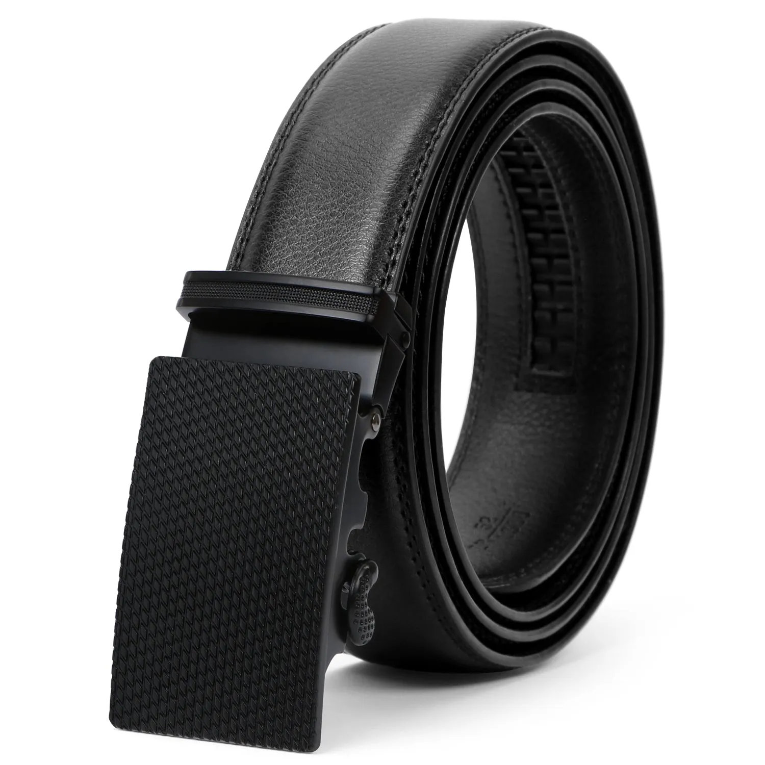 Men's Leather Ratchet Dress Belt with Automatic Buckle in Gift Box by JASGOOD
