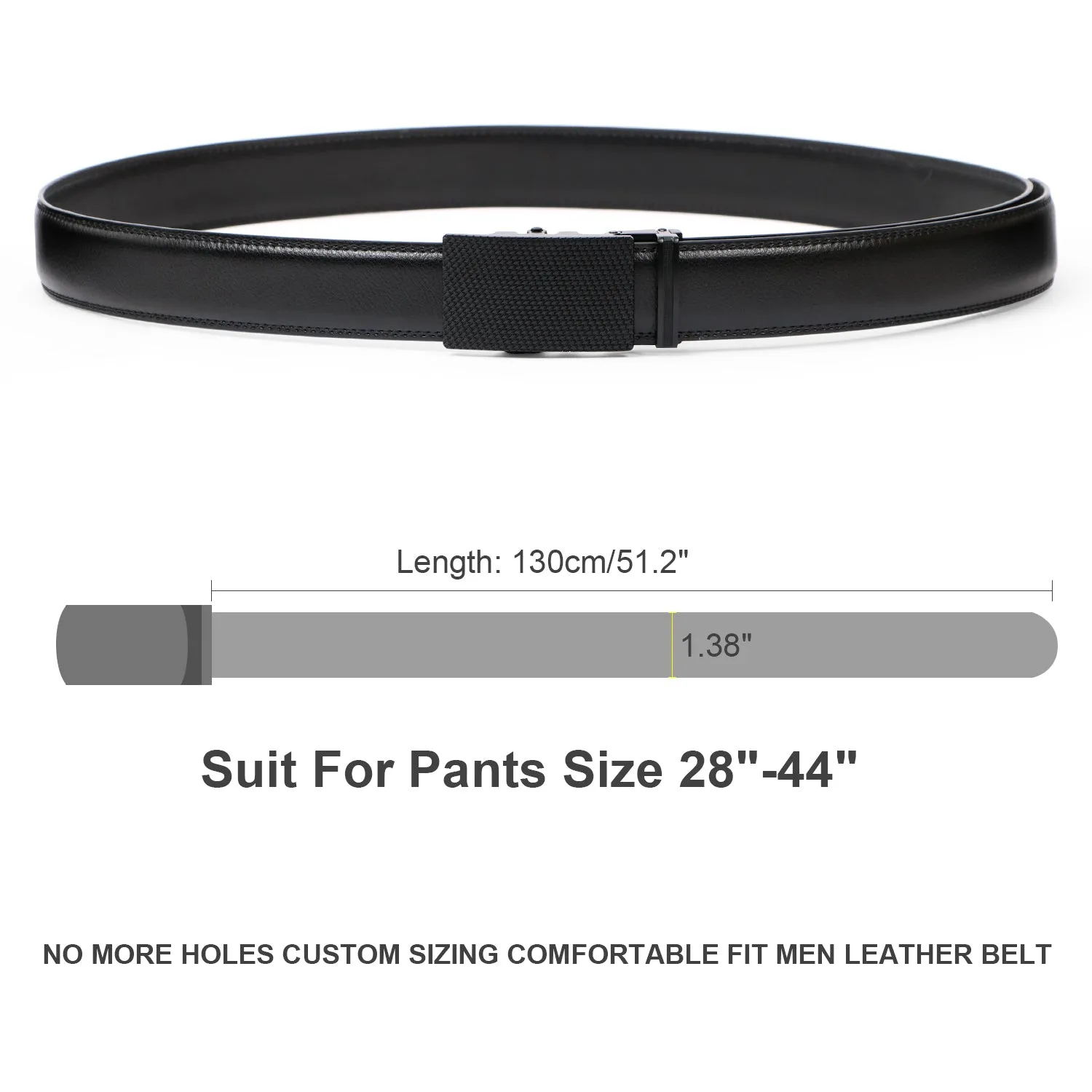 Men's Leather Ratchet Dress Belt with Automatic Buckle in Gift Box by JASGOOD
