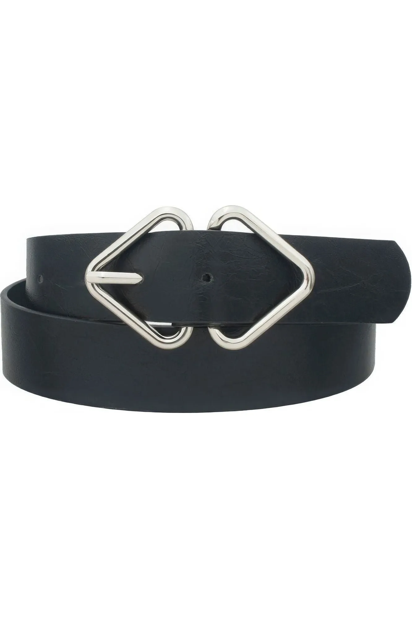 Mirrored Triangle Cracked Pu Buckle Belt