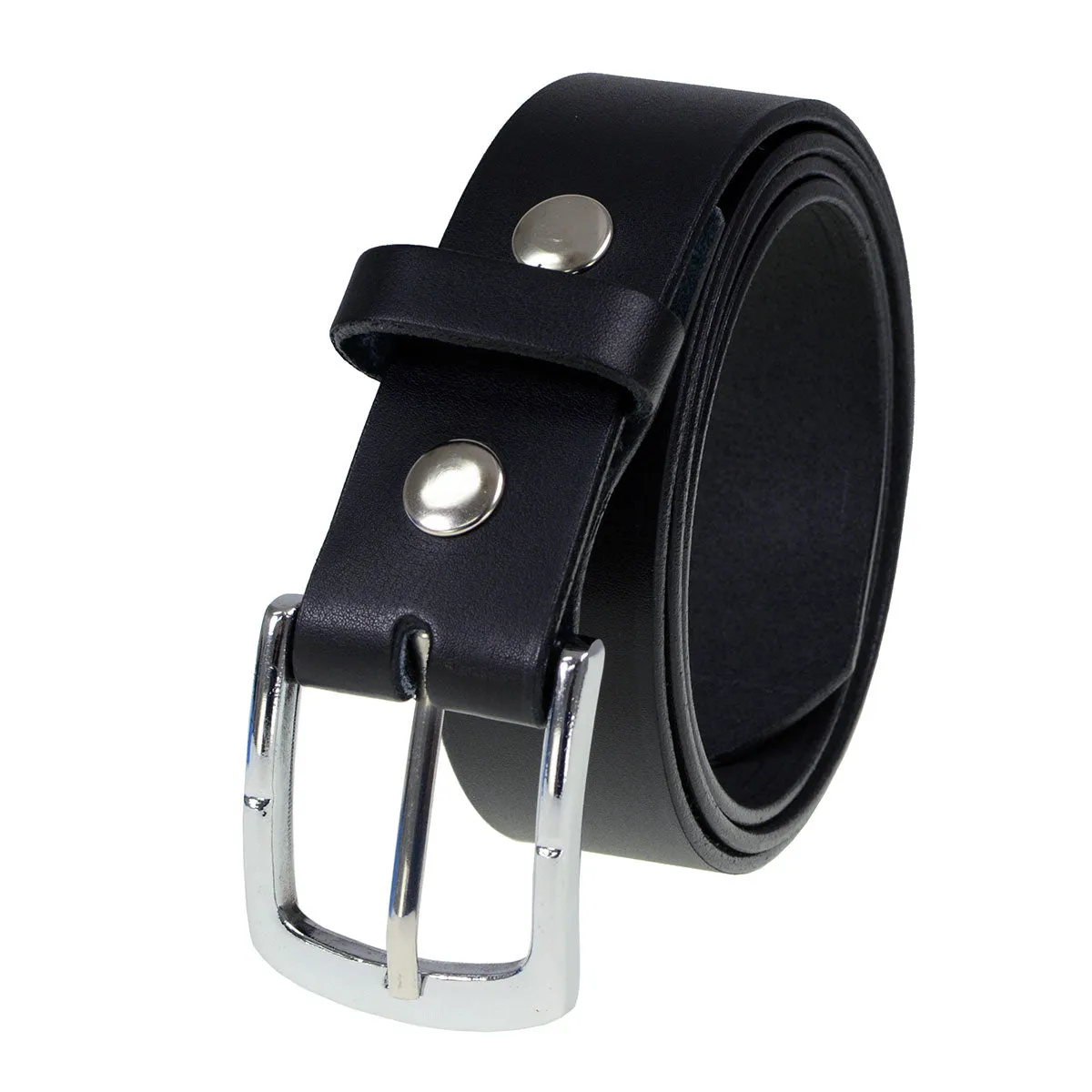 MP7114 Men's  Light Black Genuine Leather Belt with Interchangeable Buckle - 1.5 inches Wide