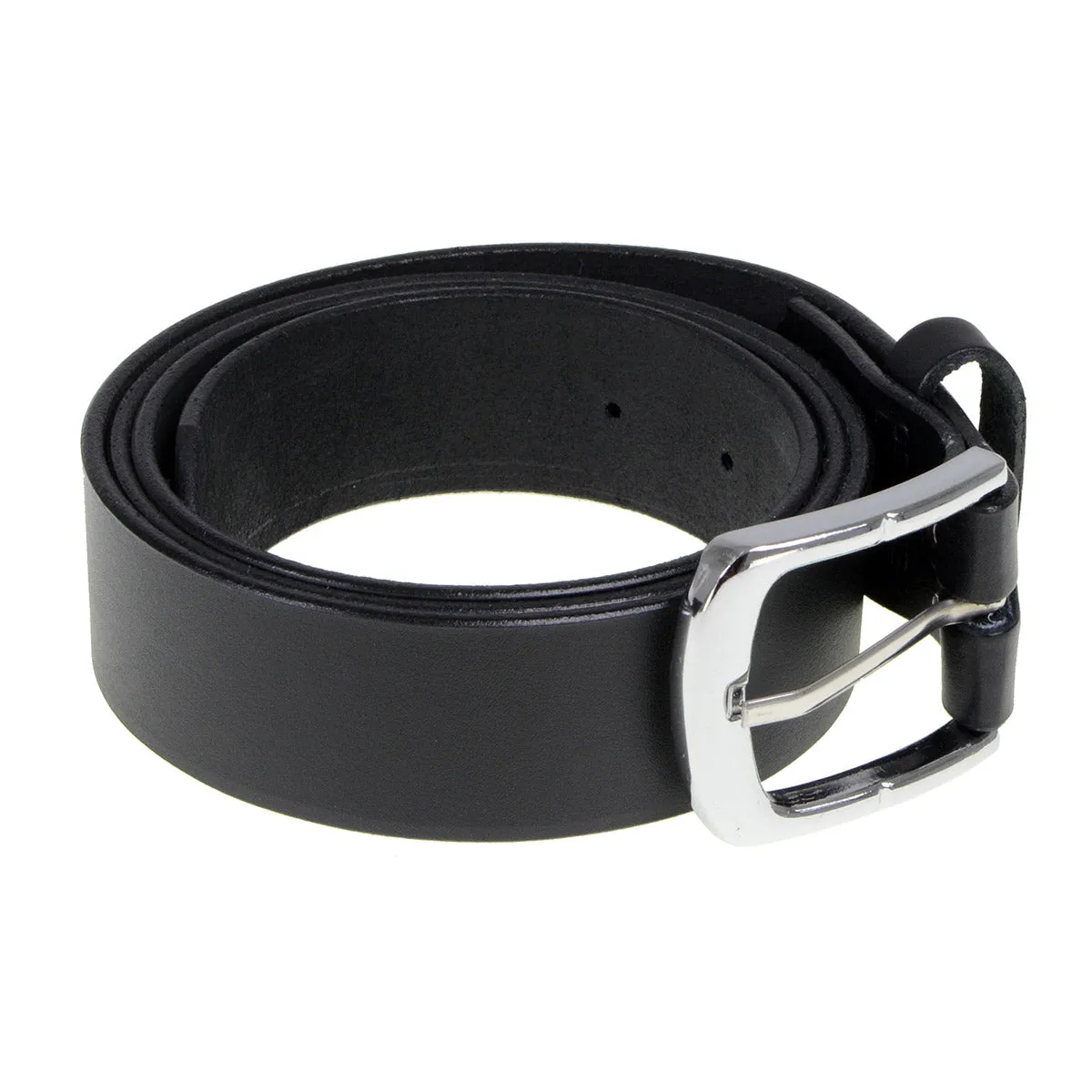 MP7114 Men's  Light Black Genuine Leather Belt with Interchangeable Buckle - 1.5 inches Wide