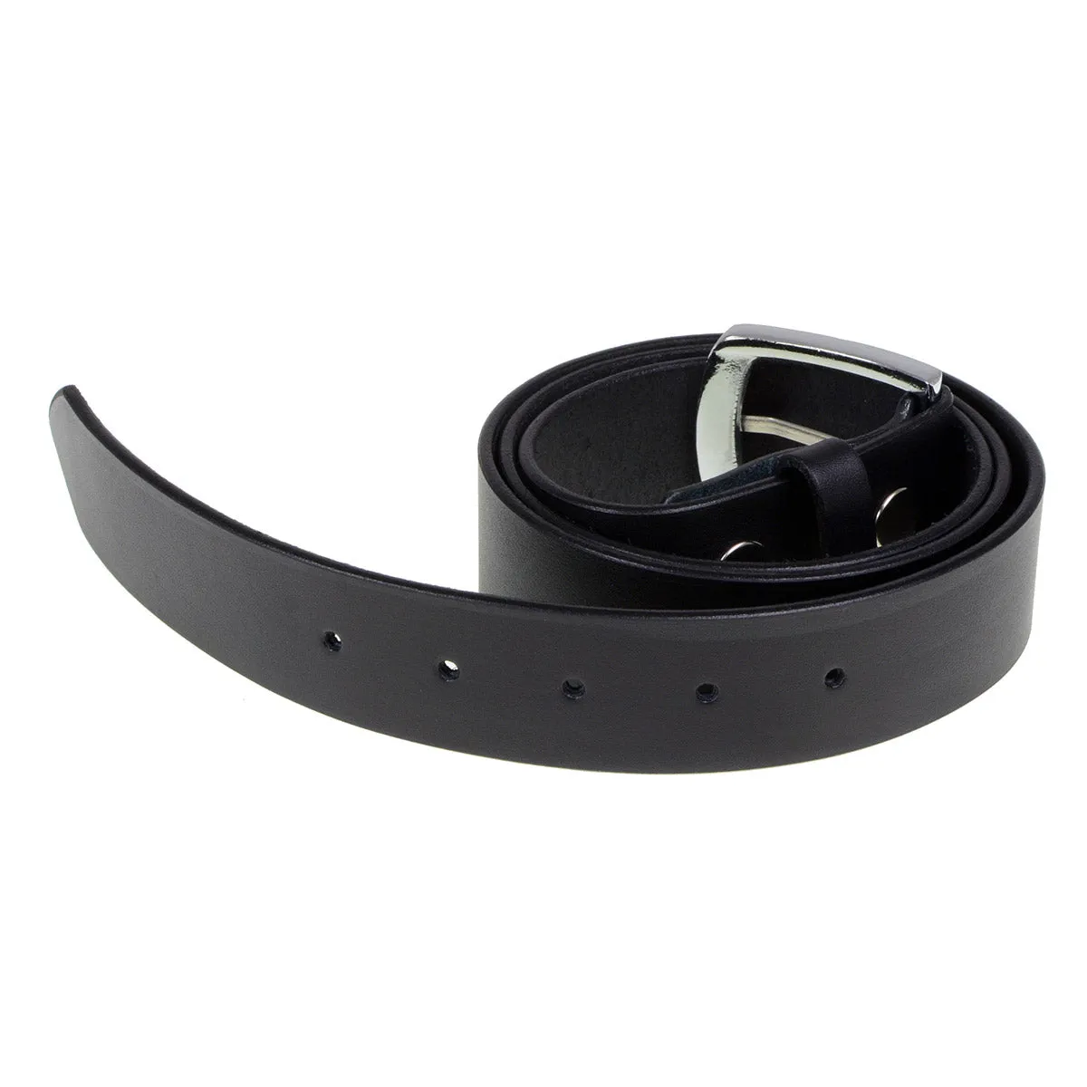 MP7114 Men's  Light Black Genuine Leather Belt with Interchangeable Buckle - 1.5 inches Wide