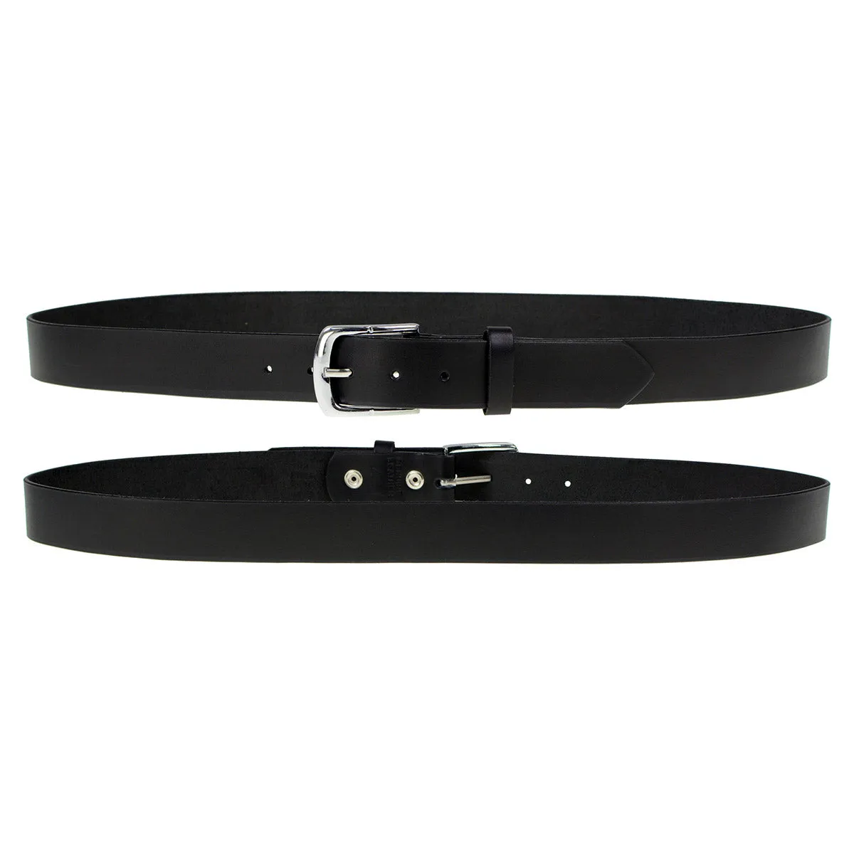 MP7114 Men's  Light Black Genuine Leather Belt with Interchangeable Buckle - 1.5 inches Wide