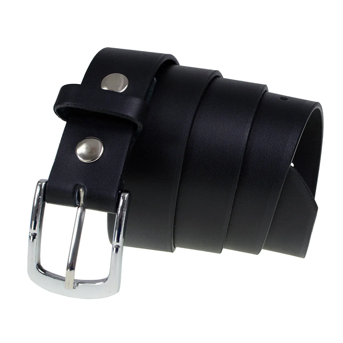 MP7114 Men's  Light Black Genuine Leather Belt with Interchangeable Buckle - 1.5 inches Wide