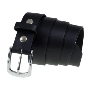 MP7114 Men's  Light Black Genuine Leather Belt with Interchangeable Buckle - 1.5 inches Wide