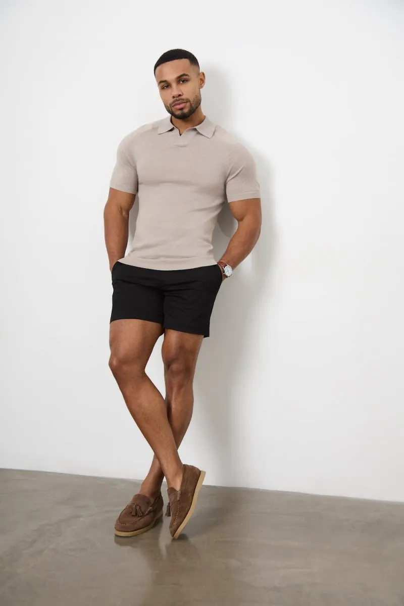 Muscle Fit Chino Shorts - Shorter Length in Black