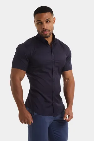 Muscle Fit Short Sleeve Signature Shirt in Navy