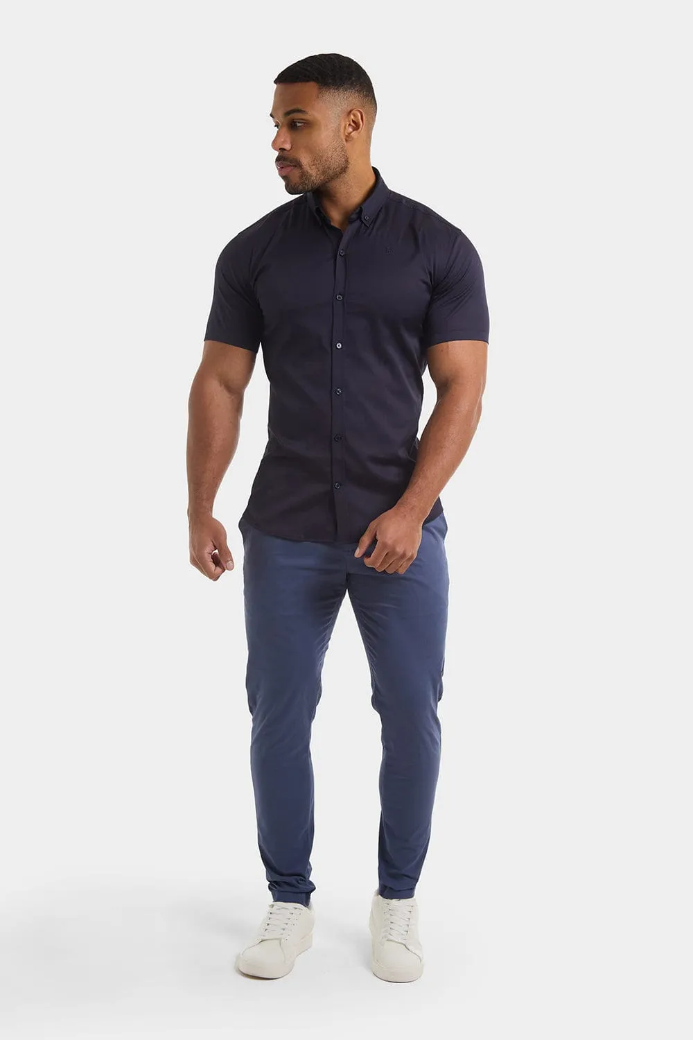 Muscle Fit Short Sleeve Signature Shirt in Navy