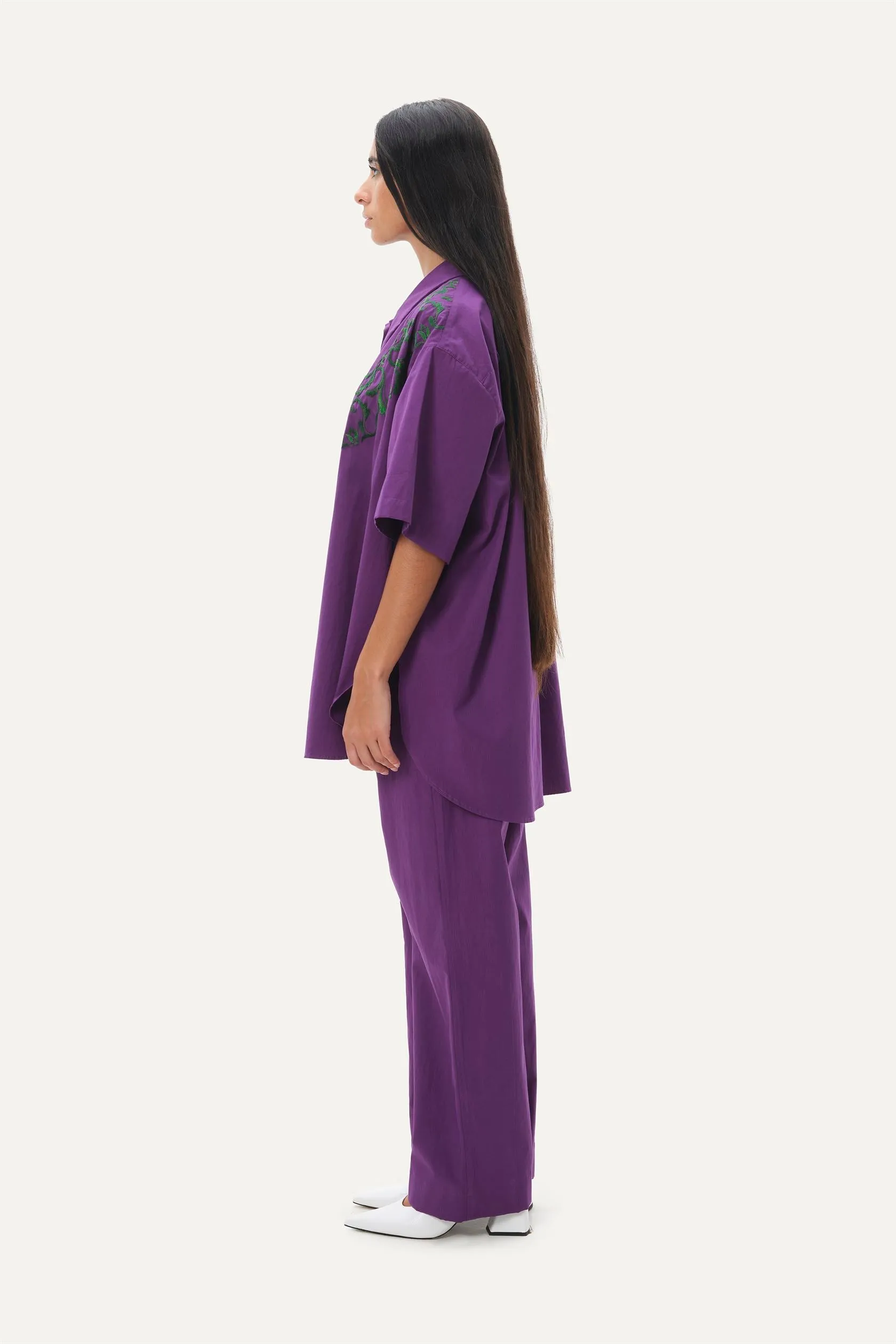 Naushad Ali   I   Embroidered co-ord Grape Signature Spring Summer 2025 Grape Poplin NA SS24 W27