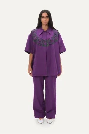 Naushad Ali   I   Embroidered co-ord Grape Signature Spring Summer 2025 Grape Poplin NA SS24 W27