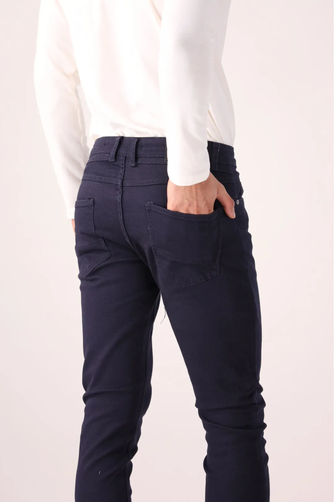 Navy Blue Smart Fit Cotton Pants