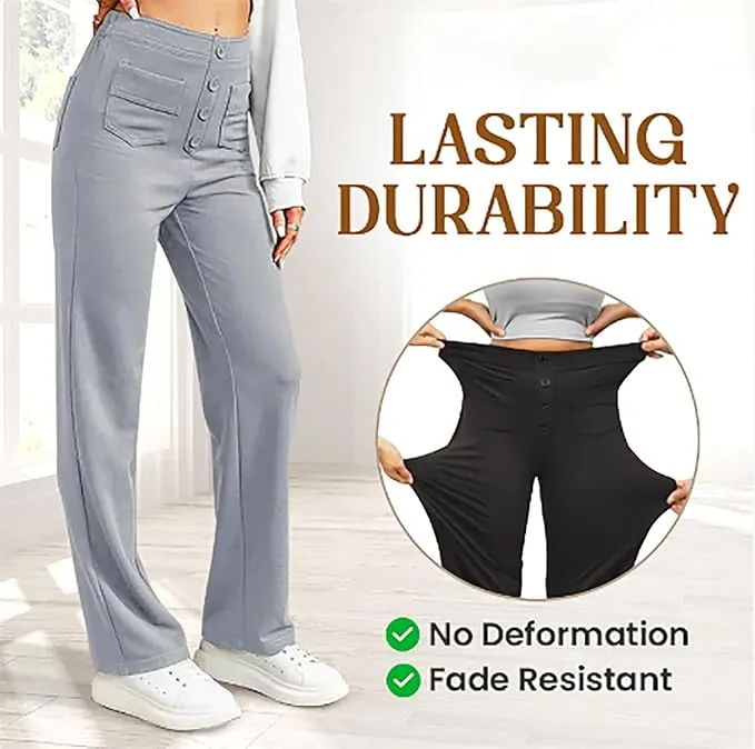 NEW Flexipants - Women's Casual High Waist Stretch Pants, Straight Leg Flexi Pants for Women Grey Sz XL