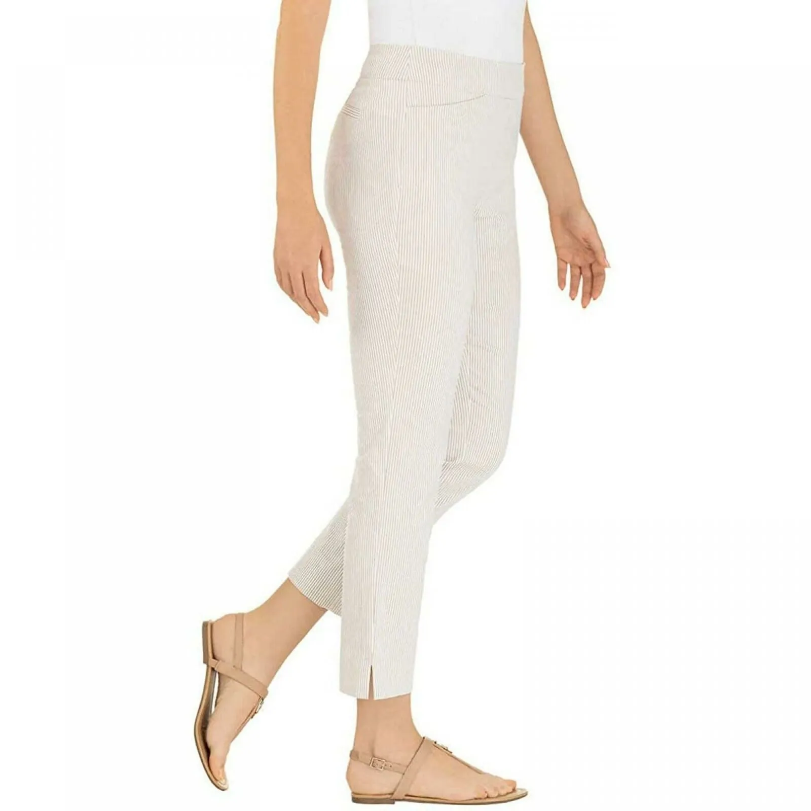 New Hilary Radley Women's Stretch Seersucker Pull-On Ankle Pants. 1364094-NEW S