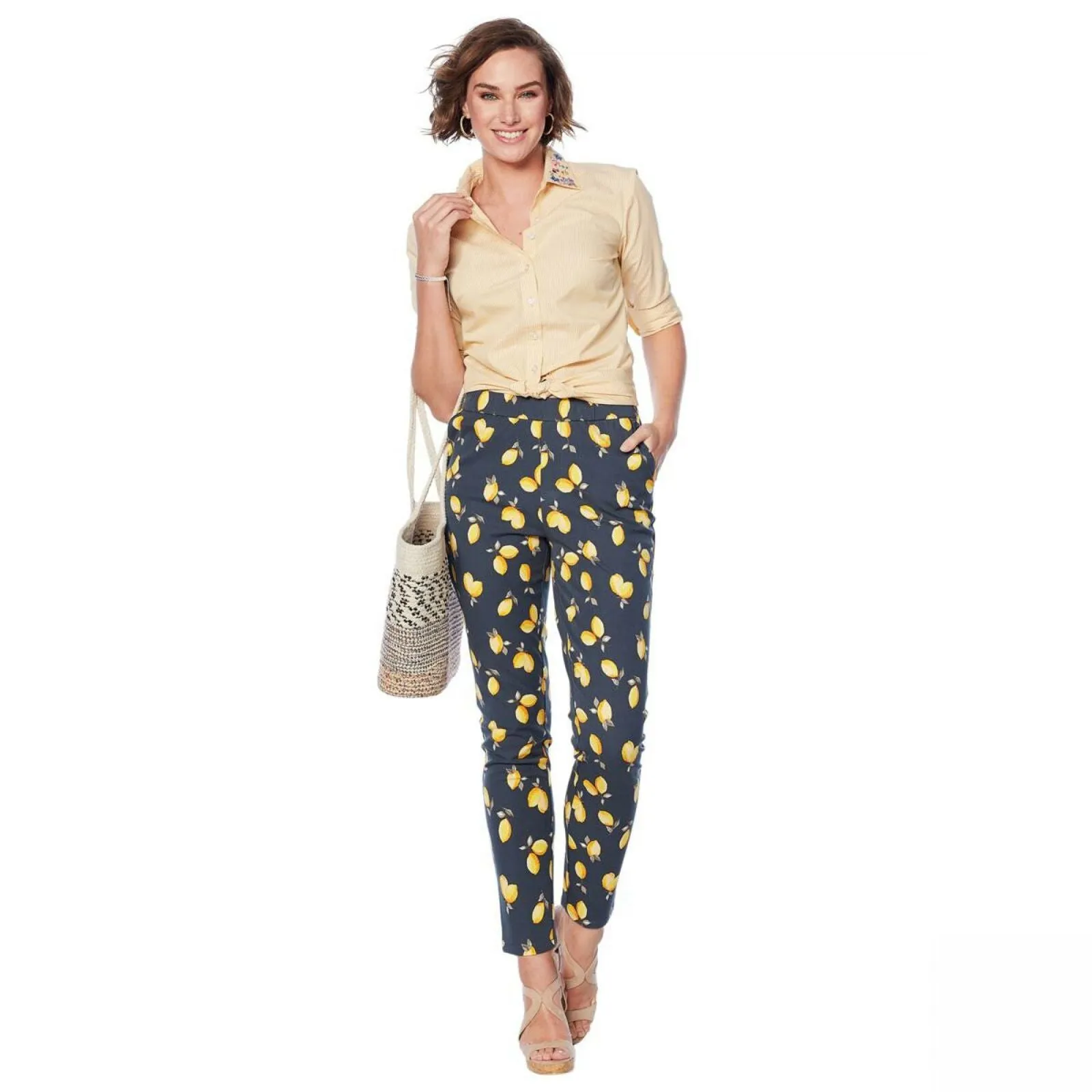 NWT Lemon Way Petite Flawless Twill Pull-On Ankle Pants 6P 8P