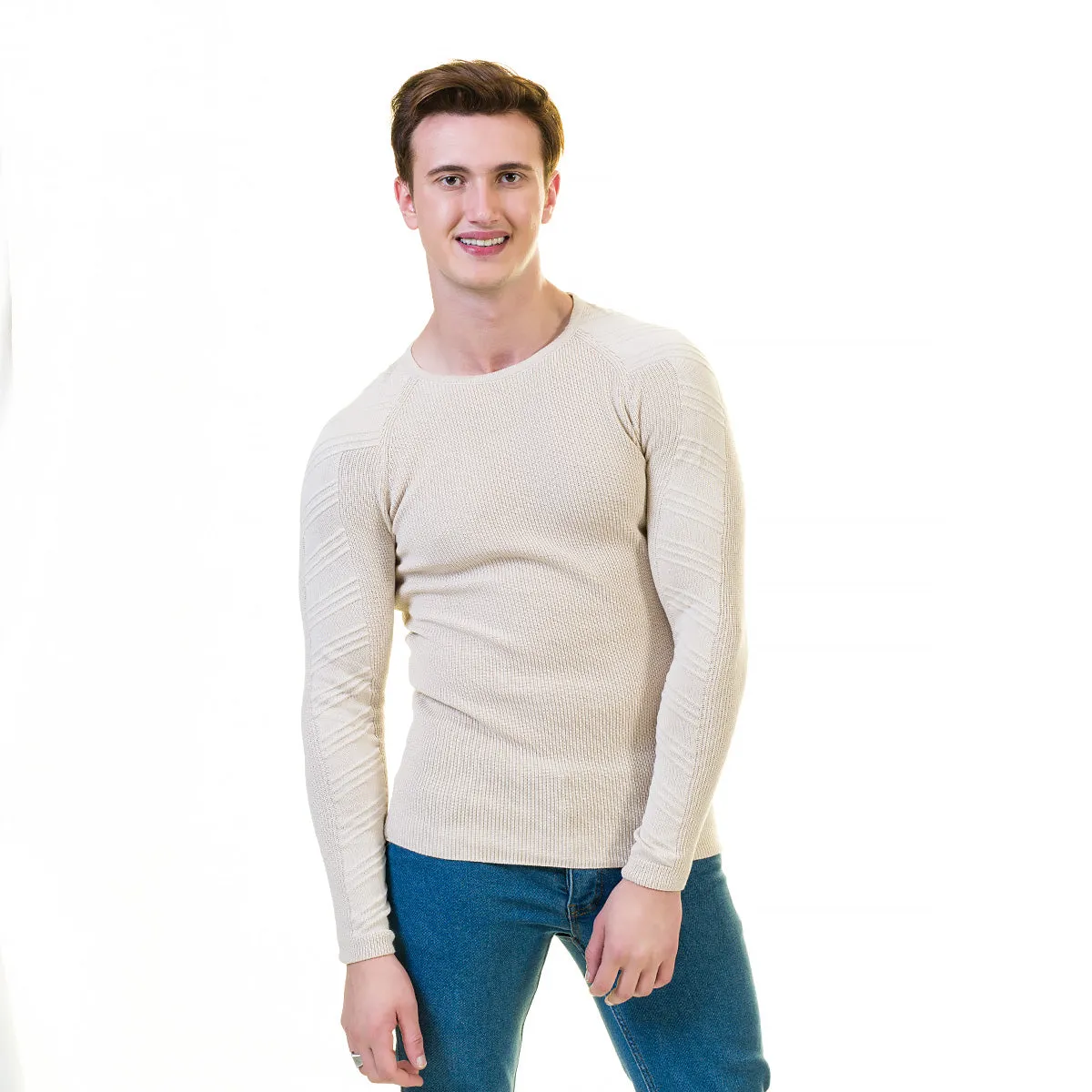 Off White European Wool Luxury Zippered With Sweater Jacket Warm Winter Tailor Fit
