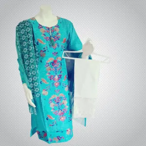 Pakistani Indian Women 3 Pieces Embroidered Cotton Lawn Dress